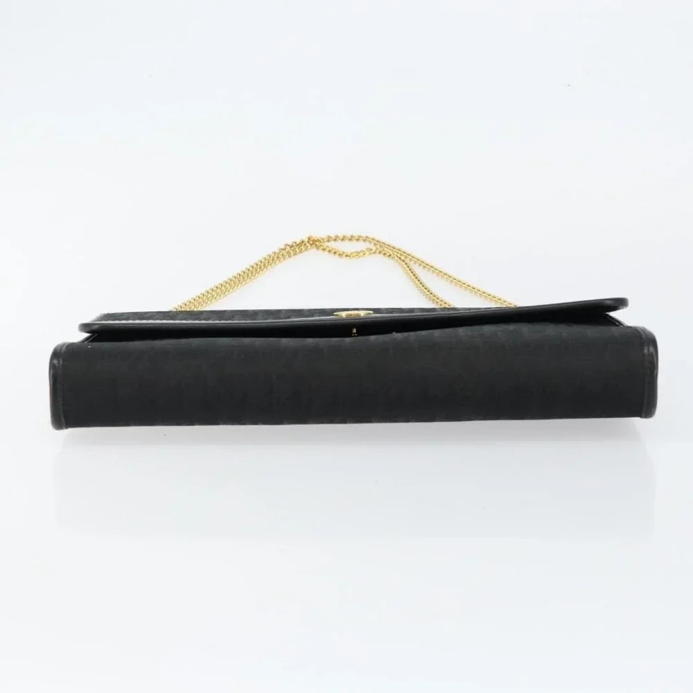 Christian Dior Trotter Canvas Chain Shoulder Bag Black Gold Auth - Picture 8 of 15